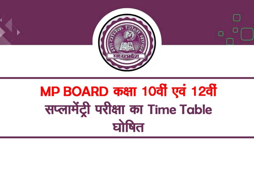 MP BOARD 10TH 12TH Supplementary Exam